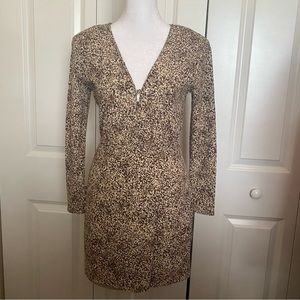 Zara Long Sleeve Animal Print Mini Dress Size XS